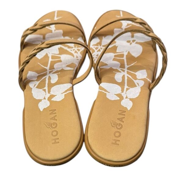 NEW Hogan Women's Double Plait Leather Apricot Slip-on Sandals 39 9 - Picture 5 of 8